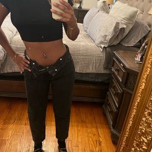 Zara black faded mom jeans